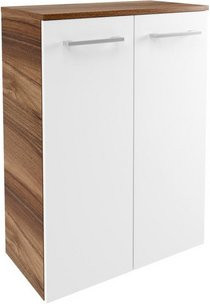 Fackelmann Doppel-Hängeschrank Verona mit 2 Türen in Nussbaum und Weiß Hochglanz, B/H/T: 60,2 x 82,6 x 32,0 cm - Bild 2