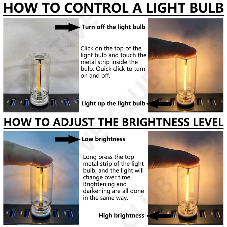 DT&ZM LED Edison Glühbirne mit USB Touch Control als Nachtlicht und Atmosphäre Licht in Warmweiß - Bild 3