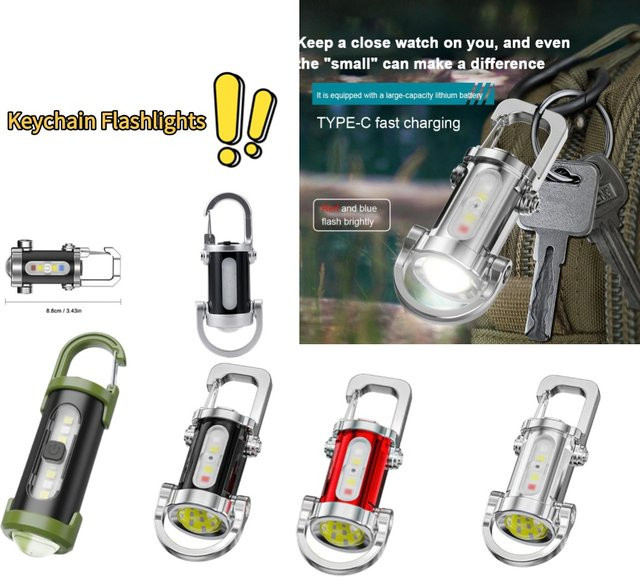 Wiederaufladbare Mini COB-Schlüsselanhänger-Taschenlampe mit LED-Arbeitslicht in Weiß - Bild 1