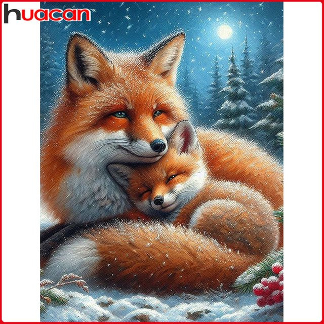Huacan Diamantgemälde Fuchs in Winterlandschaft als Diamantmosaik Set, Mehrfarbig, B/H: 30 x 20 cm - Bild 1