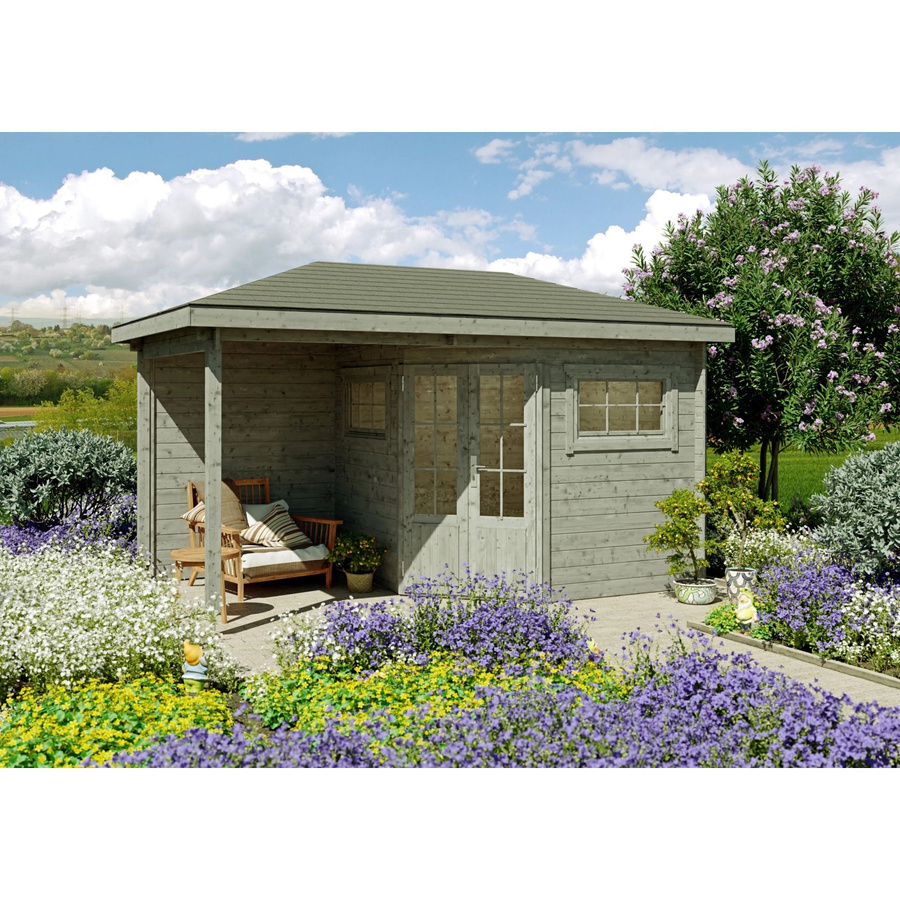 Fjordholz Gartenhaus Evelyn 2B 5-Eck aus Holz in Grau, imprägniert - Bild 2