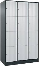 C+P Schließfachschrank Resisto mit 3 Abteilen und 12 Fächern, Stahl, Anthrazitgrau/Lichtgrau, B/T/H: 114,8 x 64,0 x 195,0 cm - Bild 1