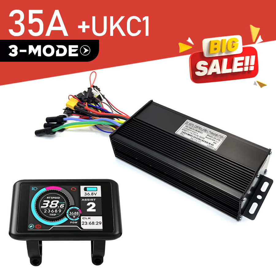 KT 3-Modus Sinuswellen-Controller 35A-80A mit SW900 UKC1 Display für Elektrofahrräder 36V-72V in Schwarz - Bild 5