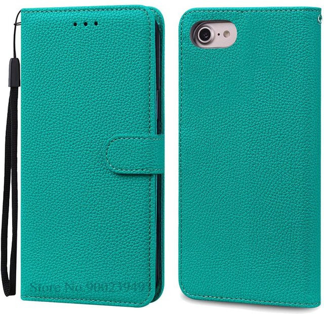 Luxus Brieftasche Hülle für Apple iPhone 6, 6S, 7 und 8 Plus aus weichem Silikon-Leder in Cyanblau - Bild 1