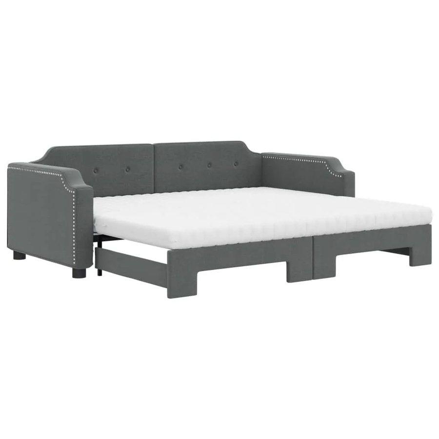 vidaXL Ausziehbares Tagesbett mit Matratze in Dunkelgrau, B/T/H: 223 x 100 x 66,5 cm - Bild 2