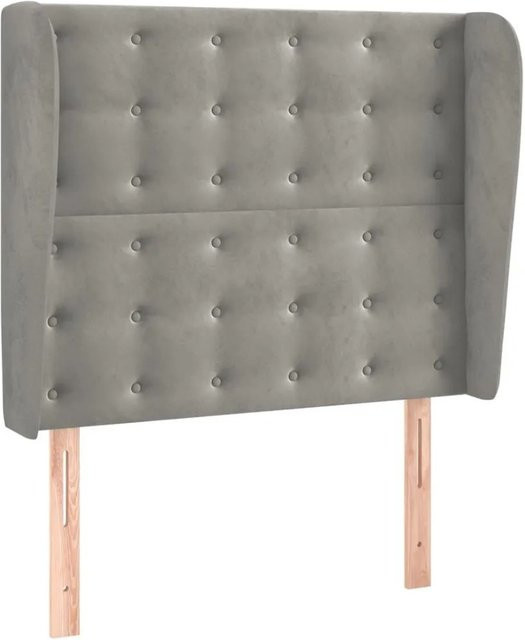 vidaXL Kopfteil mit Ohren in Hellgrau aus Samt, B/T/H: 103 x 23 x 118/128 cm - Bild 1