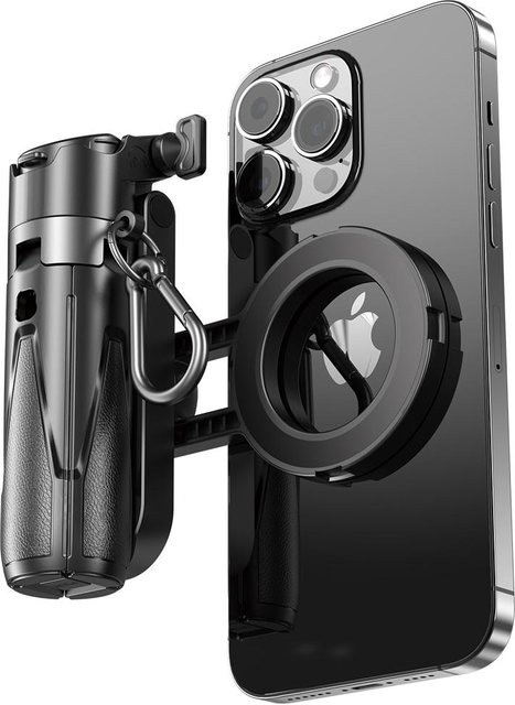 4-in-1 Multifunktions-Selfie-Stick mit kabelloser Fernbedienung, magnetische Handyhalterung und 360 Grad Drehung in Schwarz - Bild 1