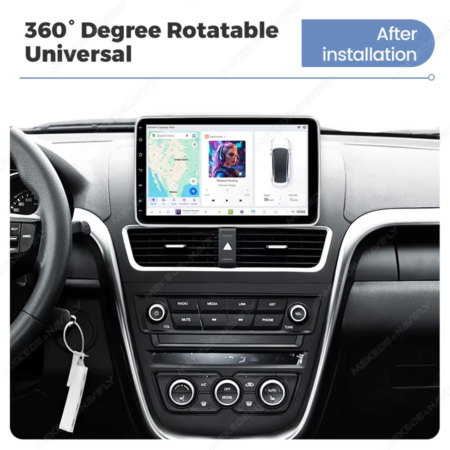 DUDUAUTO DUDU7 UIS7870 1 Din Android Autoradio mit 10 Zoll drehbarem Bildschirm, kabelloses Carplay, Dual GPS, 4G, WIFI, Bluetooth und DSP, Schwarz - Bild 2