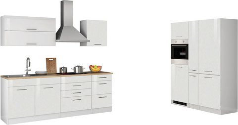 Küchenzeile Held Möbel Mailand in Weiß Hochglanz mit Elektrogeräten Breite: 380 cm, Tiefe: 60 cm, Höhe: 200 cm - Bild 3