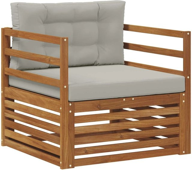 vidaXL Outdoor-Sofagarnitur aus massivem Akazienholz mit Polsterkissen in Natur für Garten und Terrasse - Bild 1