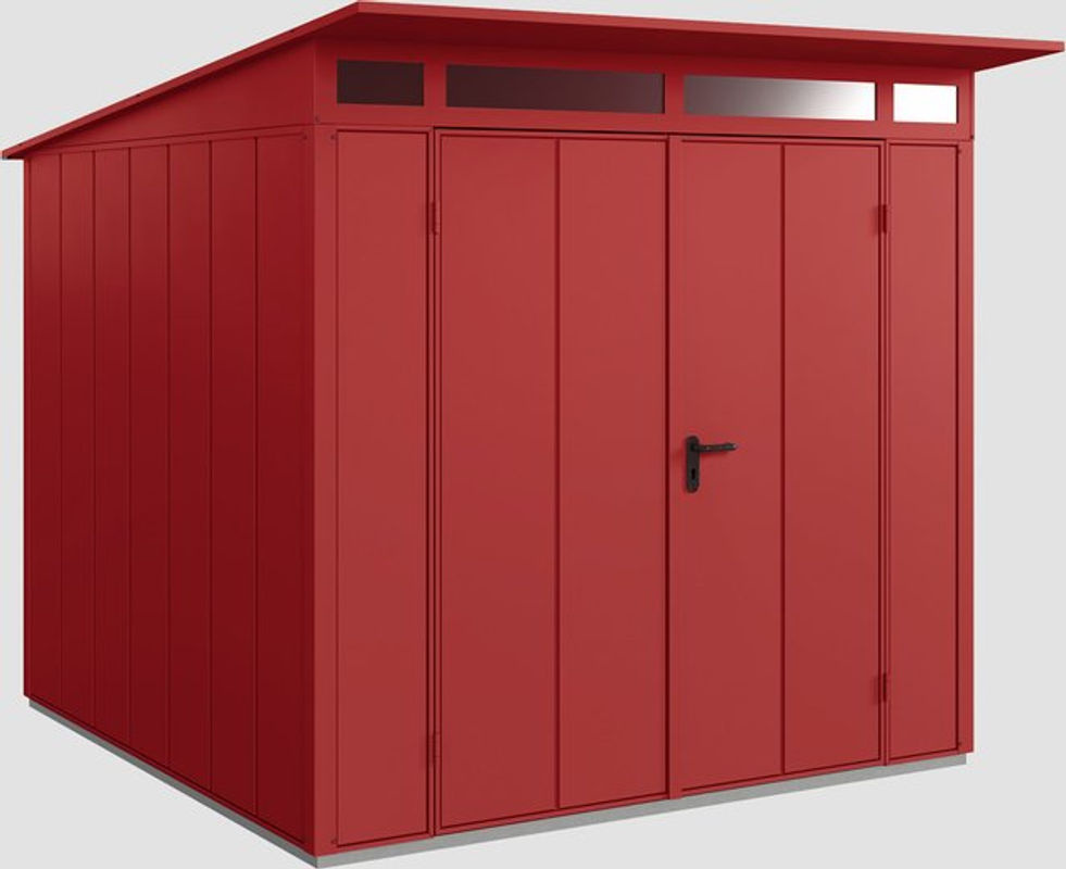 Ecostar Gerätehaus Elegant-P aus Metall in Rot mit Pultdach und Doppeltür, B/H/T: 238 x 232,3 x 238 cm - Bild 2