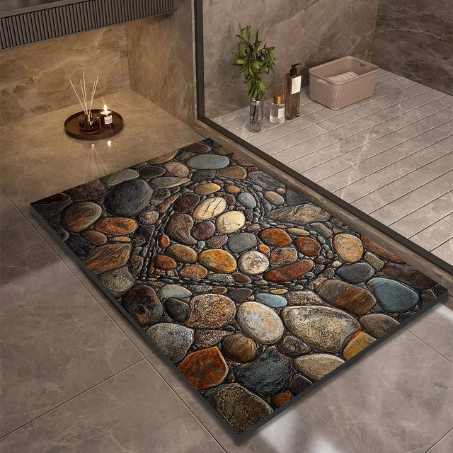 VIKAMA Rutschfeste Badezimmer-Fußmatte im amerikanischen Stil, wasserabsorbierend und schmutzabweisend, Farbe: Nature, B/T: 60 x 40 cm - Bild 1