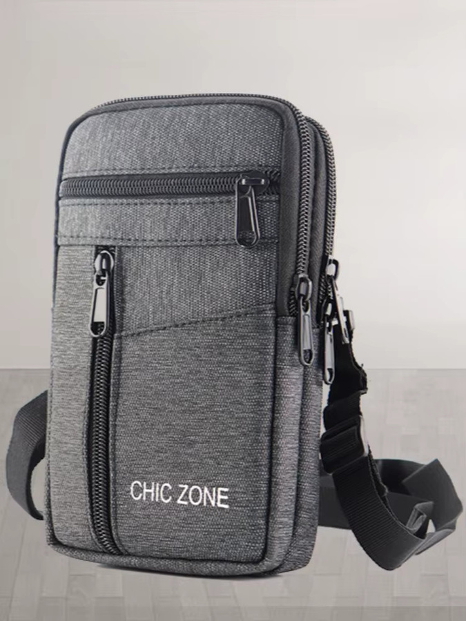 HAISSKY Gürteltasche für iPhone 13 14 15 16 17 Pro Max Plus mit Reißverschluss und Lanyard in Grau - Bild 6