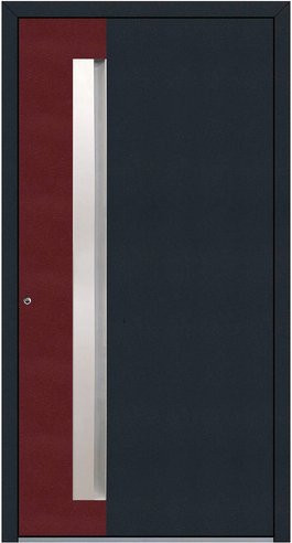 KNOCK Aluminium-Haustür Marte mit Glaseinsatz, anthrazit/purpur-rot, modern, RC2 - Bild 1