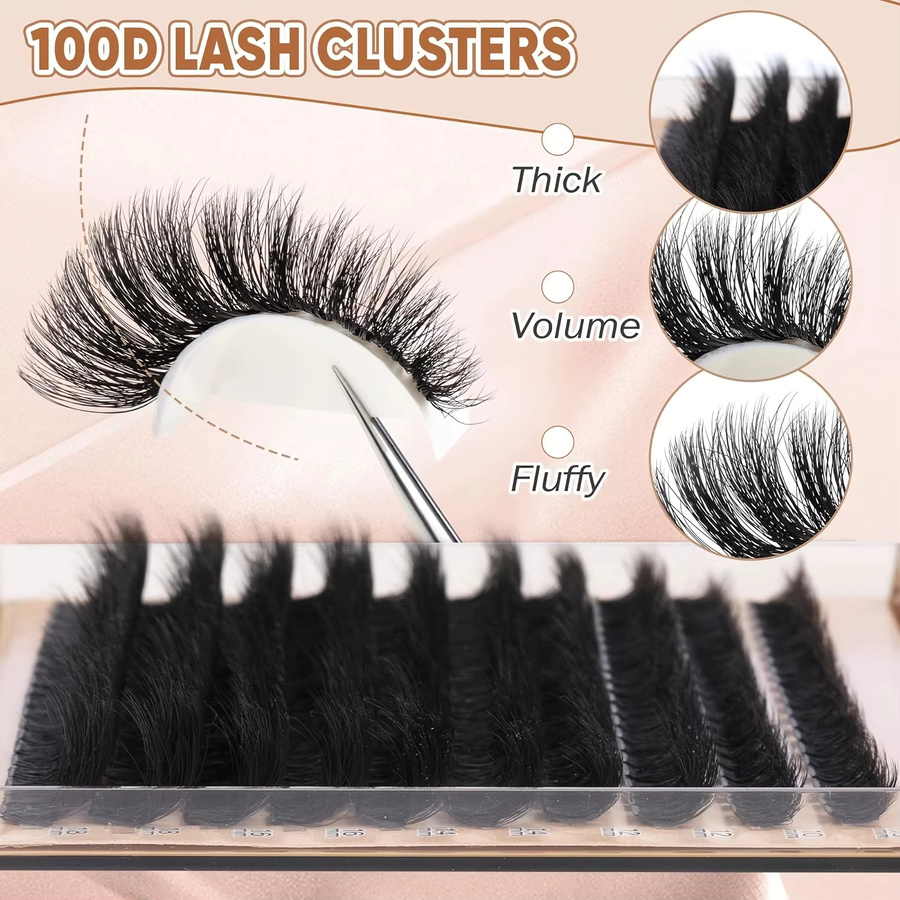 SassyLash Wimpernverlängerung Cluster, 10-18mm Mix, Black, Unisex - Bild 6