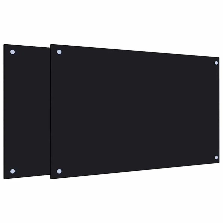 vidaXL Küchenrückwände aus Hartglas, 2 Stück, Schwarz, B/H: 80 x 50 cm - Bild 2