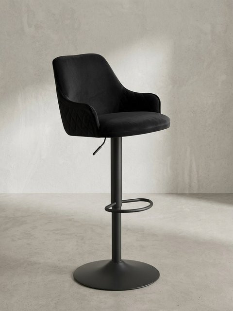 KADIMA DESIGN Barhocker mit Samtbezug und Armlehnen in Schwarz, B/T/H: 45 x 45 x 106 cm - Bild 1
