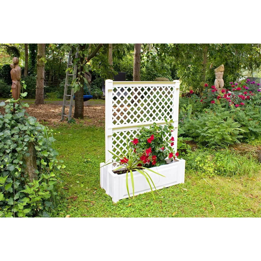 KHW Pflanzkasten Set mit Zentralspalier in Weiß, B/T/H: 140 x 100 x 43 cm - Bild 2