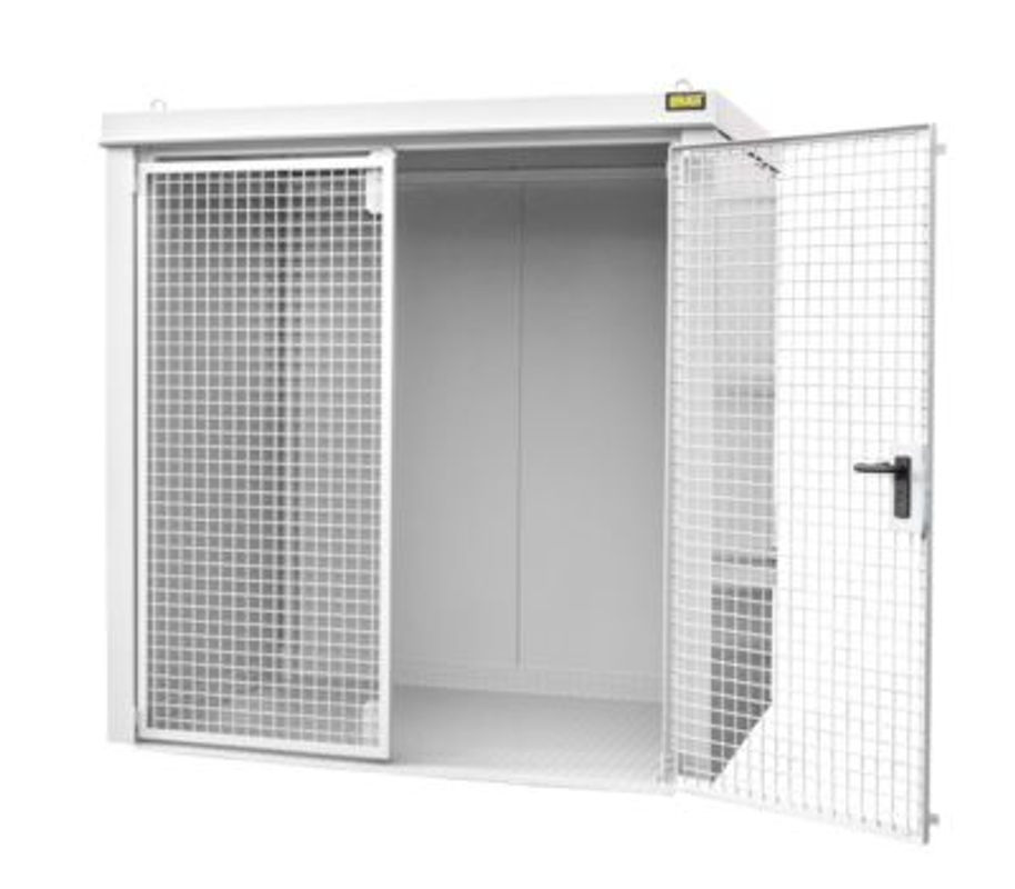 Bauer Südlohn Gasflaschencontainer GFC-B M2, feuerbeständig und abschließbar, für 35 Gasflaschen, Farbe: Grauweiß, B/T/H: 157,0 x 212,5 x 226,5 cm - Bild 2