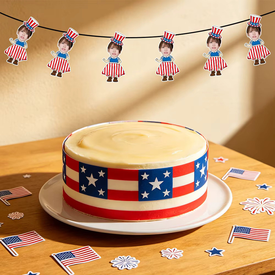 Personalisiertes Amerikanisches Flaggen-Banner mit eigenem Foto als Wimpelkette in Mehrfarbig für Partys und Veranstaltungen - Bild 2