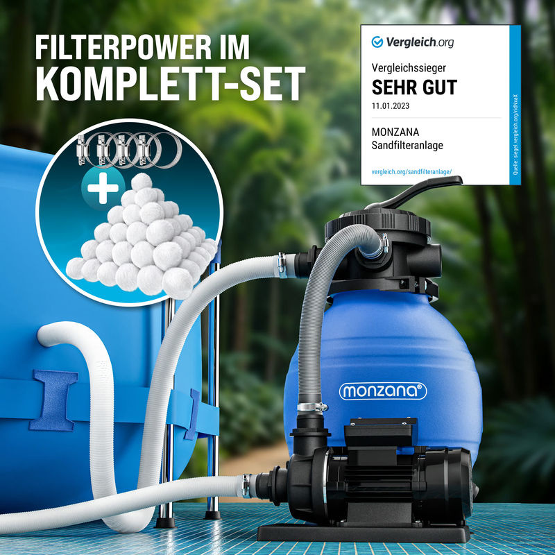 Sandfilteranlage mit 10200 l/h Leistung inklusive Filterbällen - Bild 2