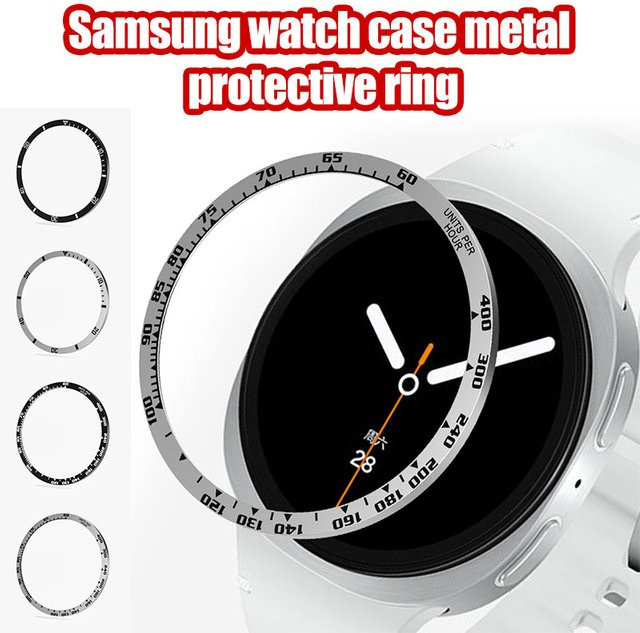 CAOWTAN Edelstahl Lünettenring Schutzhülle für Samsung Galaxy Watch 8 44 mm und 40 mm in Silber - Bild 1