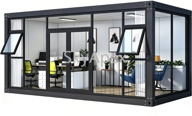 Luxuriöses 20 Fuß Glasmodul als vorgefertigtes, winddichtes und hitzebeständiges Modulhaus in Schwarz für dein Zuhause oder Büro - Bild 1