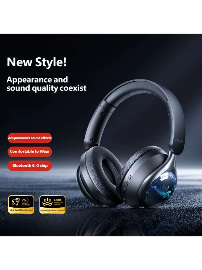 Acer OHR712 Kabellose Bluetooth 6.0 Over-Ear-Kopfhörer mit 360 Grad Klang in Schwarz oder Pink - Bild 5