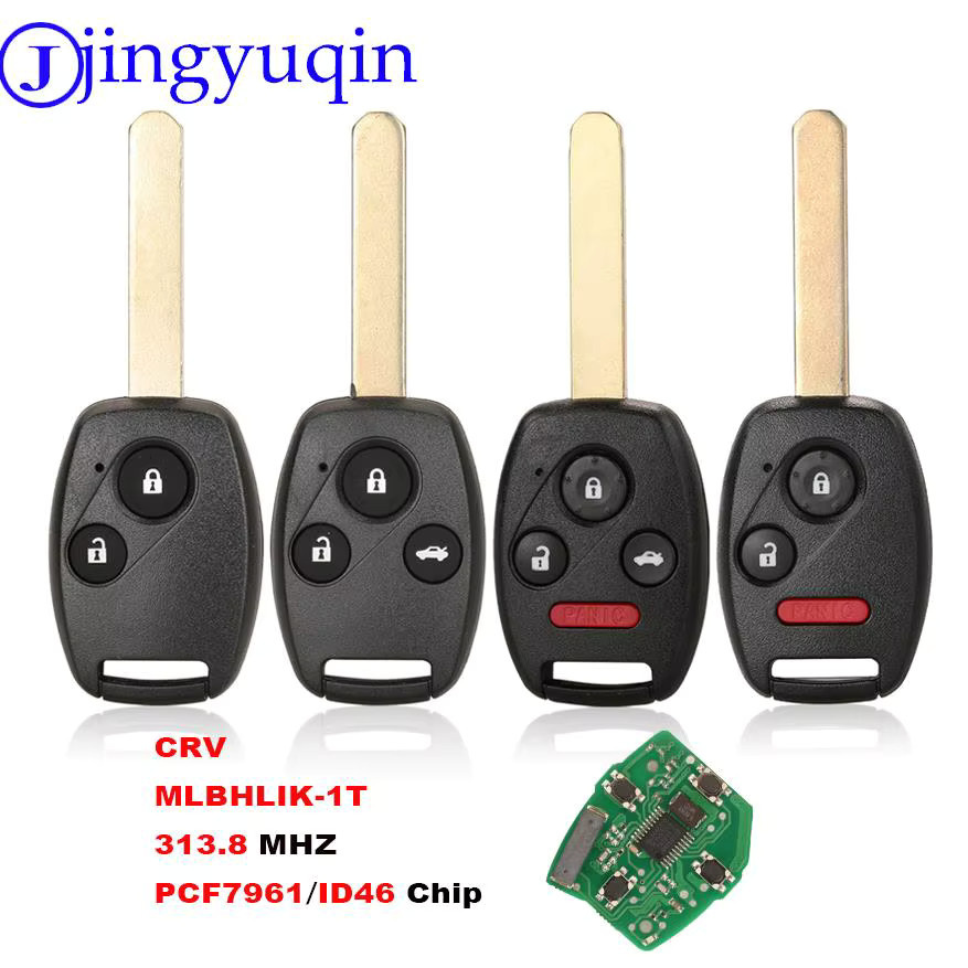 Jingyuqin Fernbedienungsschlüssel für Honda CR-V und Accord mit 313,8 MHz, ID46 Chip, 3/4 Tasten, Schwarz - Bild 4