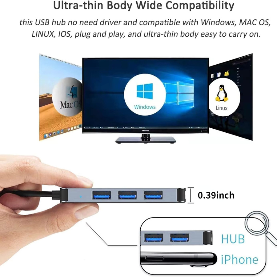 Xiaomi 2-in-1 USB C Expander Multiport Adapter als USB 3 Hub und Typ C Splitter für Tablet und Smartphone - Bild 3