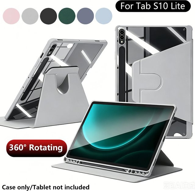 Transparente 360 Grad drehbare Acryl Schutzhülle für Samsung Galaxy Tab S10 Lite 2025 SM-X400 SM-X406B mit S Pen Halterung und Auto Schlaf Wach Funktion in Purple - Bild 1