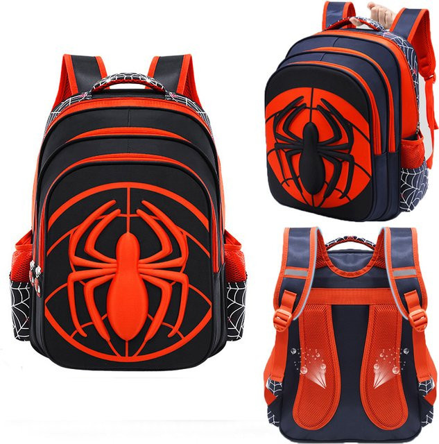 Wasserdichter Spinnen-Rucksack mit Federmäppchen-Set für Jungen in Blau - Bild 1