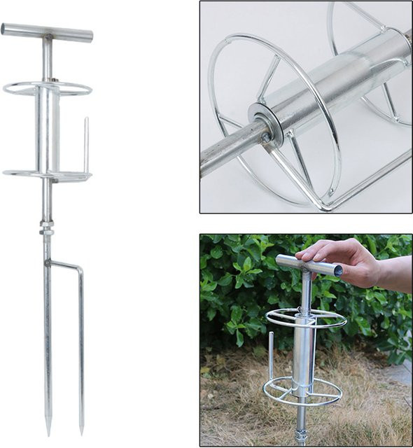 Homyl Schlauchführung Pfahl mit Drehvorrichtung für Wasserrohr und Zugrohr, Silber - Bild 1