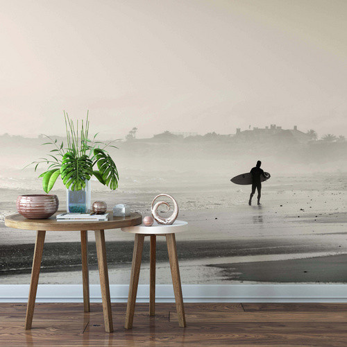 K&L Wall Art XXL Vliestapete Surfer Strand Wellen in Mehrfarbig und Grau, matt - Bild 2