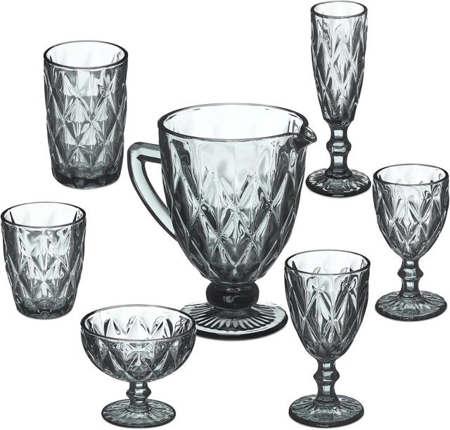 Relaxdays Gläserset aus Glas in Grau, 7-teilig, spülmaschinengeeignet - Bild 1