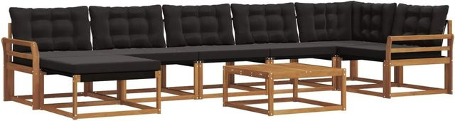 vidaXL Outdoor-Sofagarnitur aus Akazienholz und Textilene mit Kissen, 22-teilig, Natur und Schwarz - Bild 1