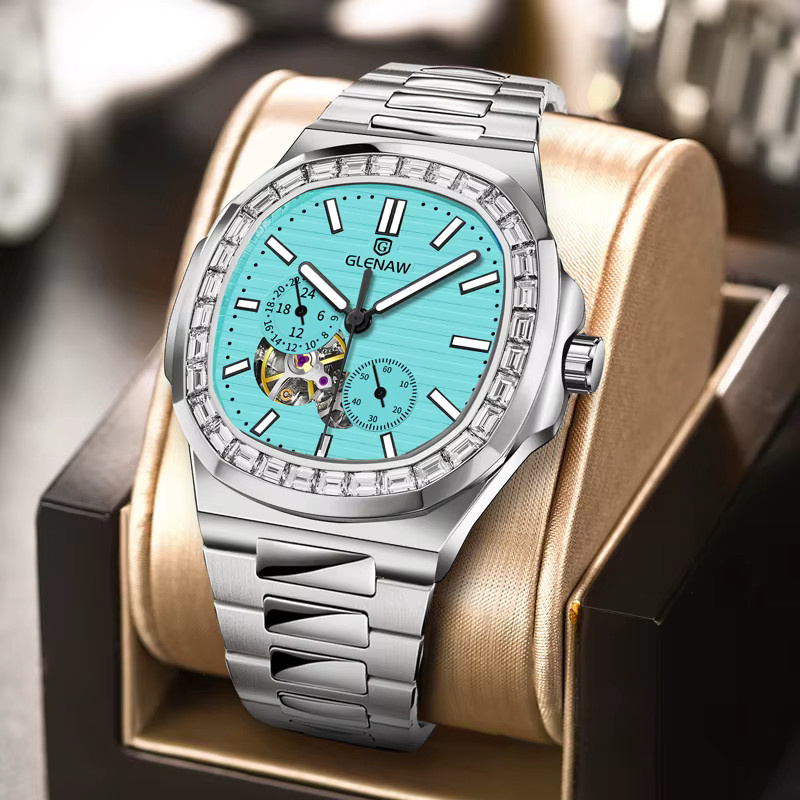 GLENAW Armbanduhr, Automatik, Edelstahl, Blau, Herren - Bild 6