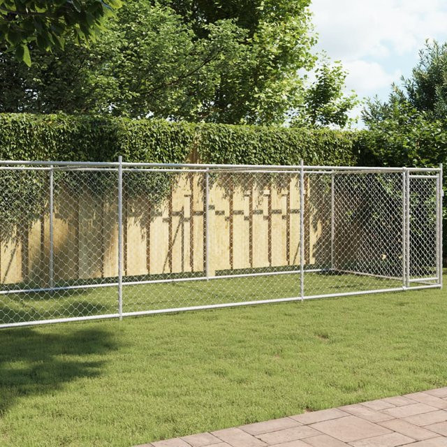 vidaXL Hundezwinger aus verzinktem Stahl mit Tür, Grau, B/T/H: 8 x 2 x 1,5 m - Bild 2
