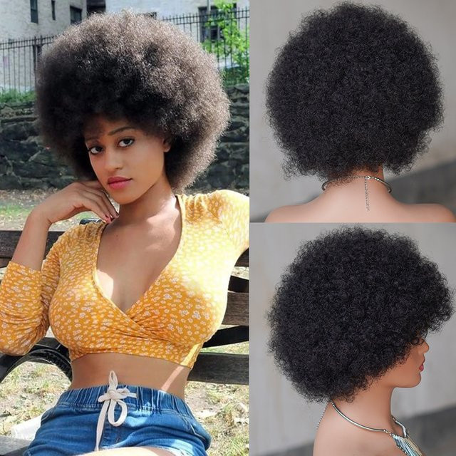 Tomiyaa Afro Kinky Curly Wave Perücke, Echthaar, 250% Dichte, Damen - Bild 1