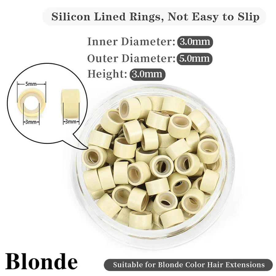 SHUOZI Microlink-Perlen für Haarverlängerung, 1000 Stück, blond, schwarz, braun - Bild 1