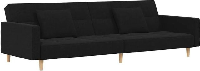 vidaXL Schlafsofa 2-Sitzer Click-Clack mit 2 Kissen in Schwarz aus Stoff und Massivholz - Bild 1