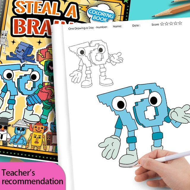 Steal a Brainrot Malbuch und Skizzenbuch Set mit bunten Malutensilien für Mädchen und Kinder, Softcover in Mehrfarbig - Bild 1