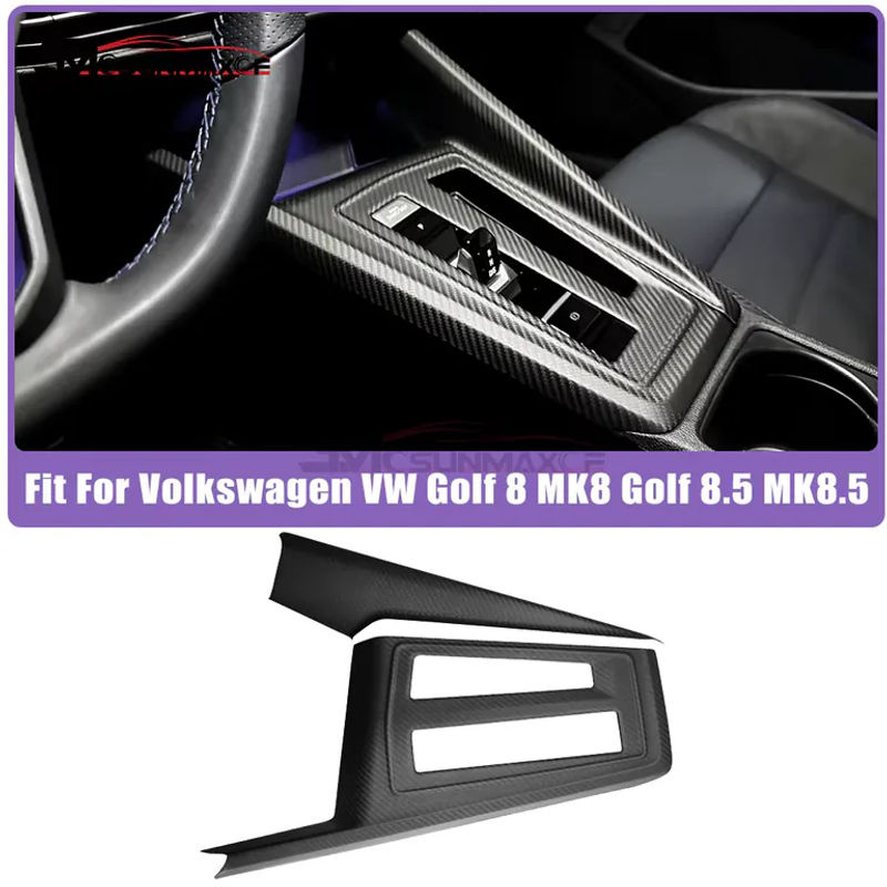 SMCSUNMAXCF Carbonfaser Mittelkonsole Innenverkleidung für VW Golf 8 MK8 und Golf 8.5 MK8.5 GTI GTD GTE in Schwarz - Bild 2