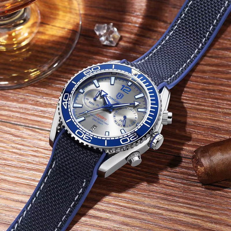 QINGXIYA Chronograph, Quarz, Silikon Armband, Herren - Bild 3