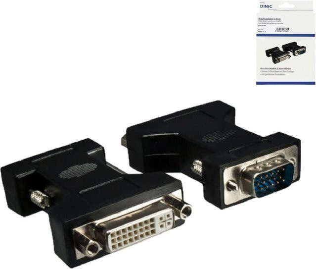 DINIC Monitor Adapter VGA Stecker auf DVI-I Buchse, schwarz - Bild 1