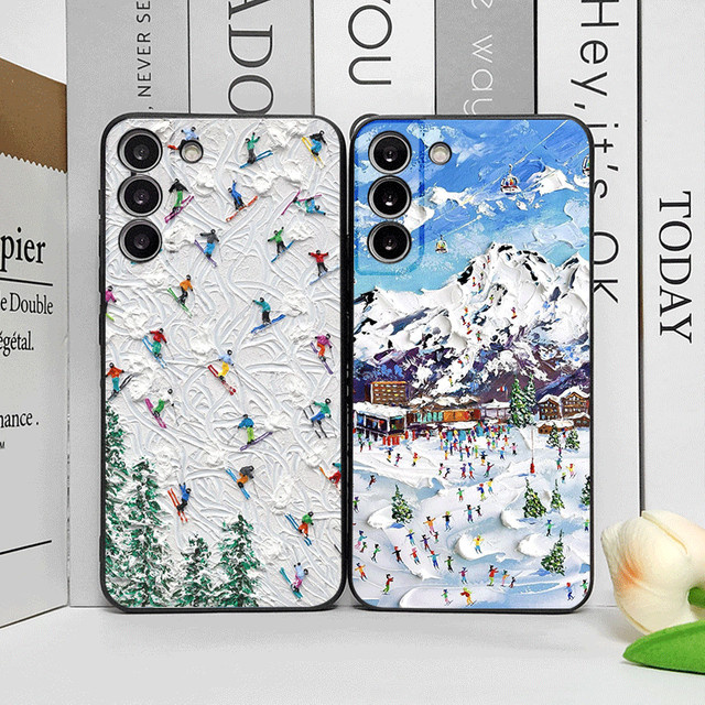 Handyhülle mit Ölgemälde Schneeszene und Ski-Motiv für Huawei Honor Modelle in Multicolor als Soft Cover - Bild 1