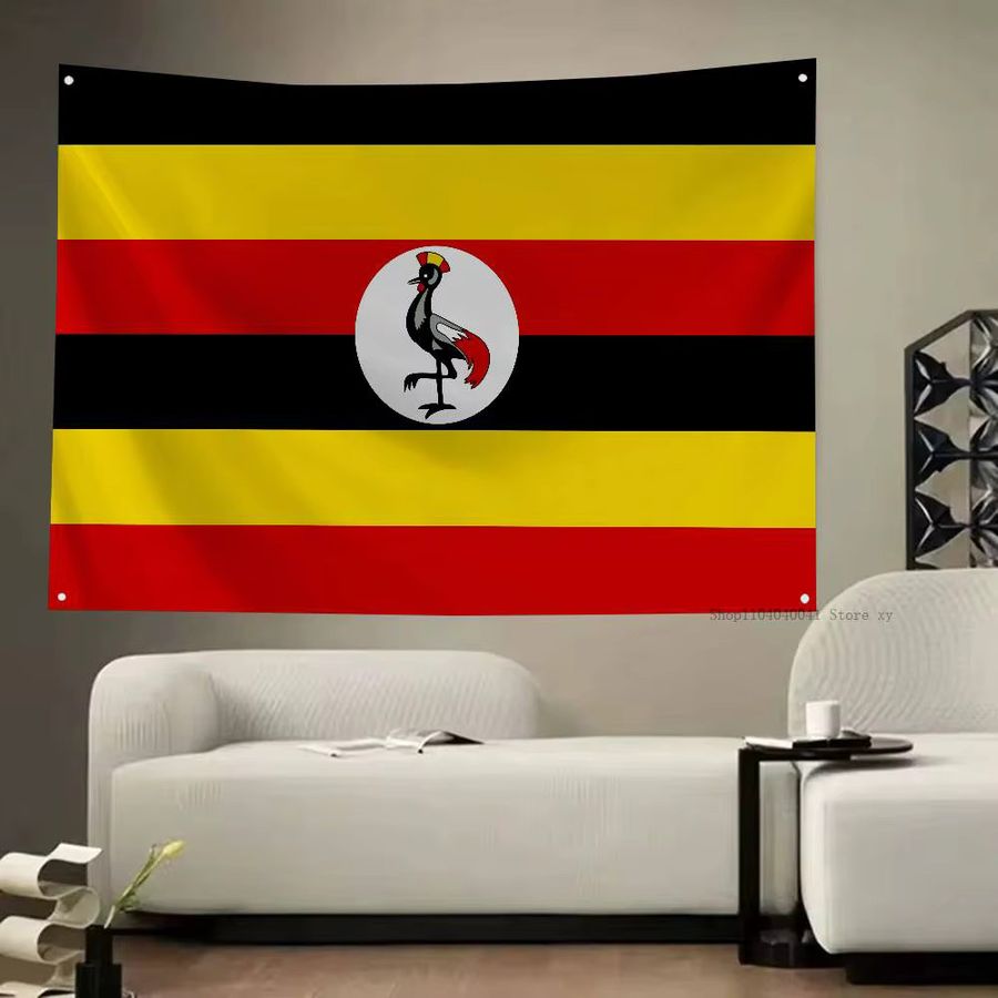 Uganda-Flagge als Banner aus Polyester mit Ösen für Outdoor-Dekoration und Raumästhetik, Multicolor - Bild 5