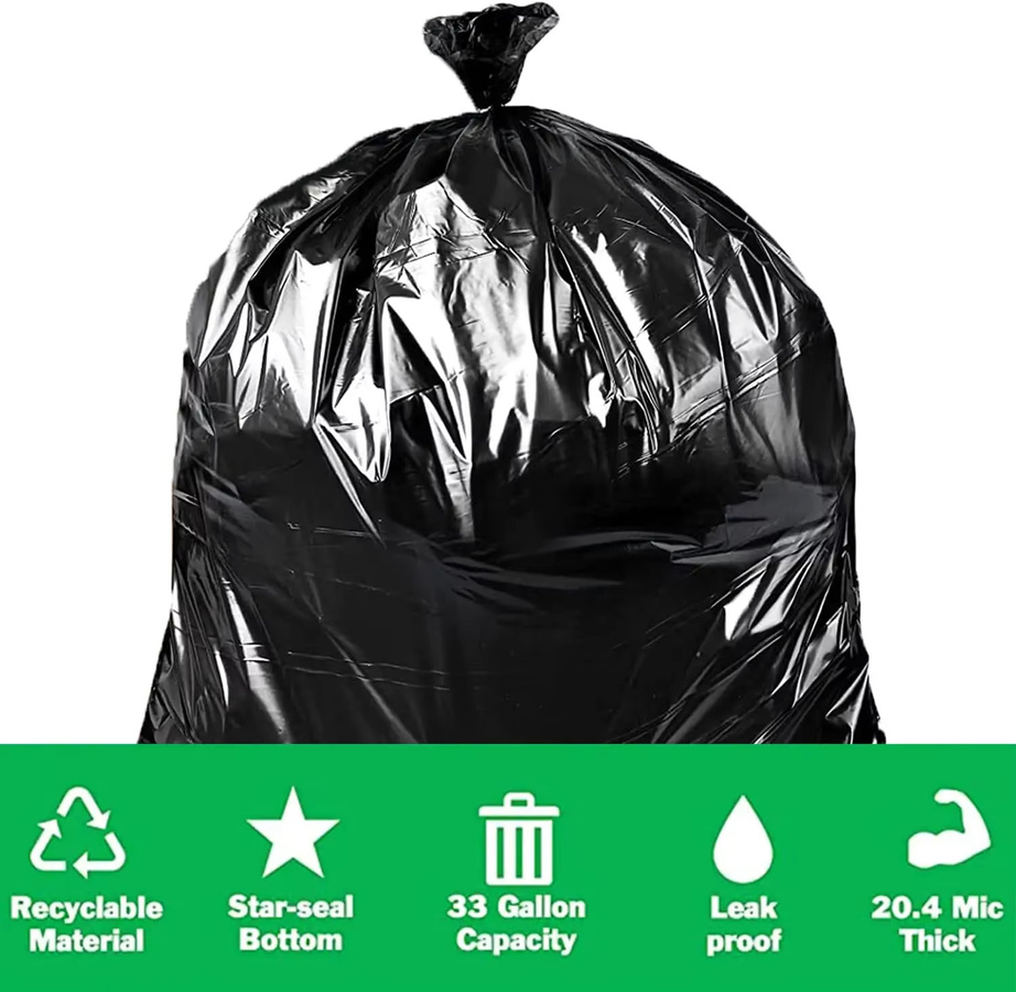 Strapazierfähige Profi Müllsäcke in Schwarz mit flachem Oberteil für den Außenbereich, 70 Liter - Bild 2