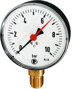 Riegler Standardmanometer aus Kunststoff in Weiß mit G 1/2 Anschluss unten, Messbereich 0 - 6,0 bar, Durchmesser: 8 cm - Bild 1