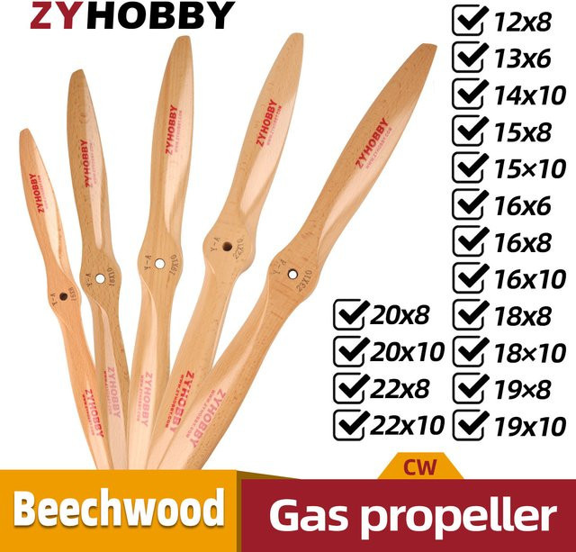 ZYHOBBY Holzpropeller CW Propeller für RC-Gasflugzeuge, 1 Stück - Bild 1